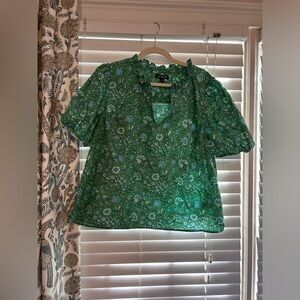 J. Crew size large popover with puff sleeves blouse